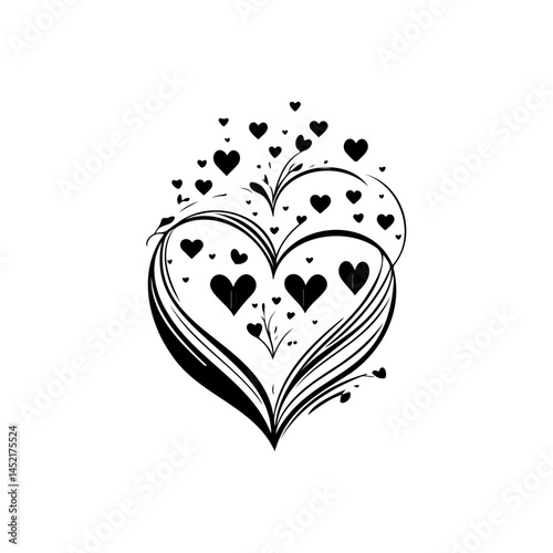 Wallpaper Mural Elegant Heart Cascade: A Delicate Vector Illustration of Romantic Symbolism Torontodigital.ca