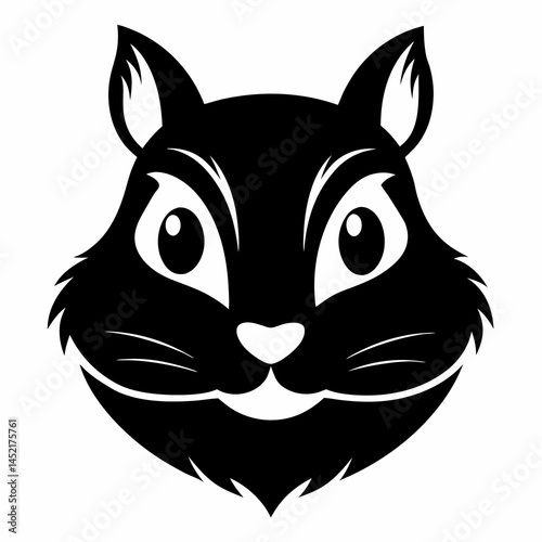 Chipmunk head silhouette vector black on white background