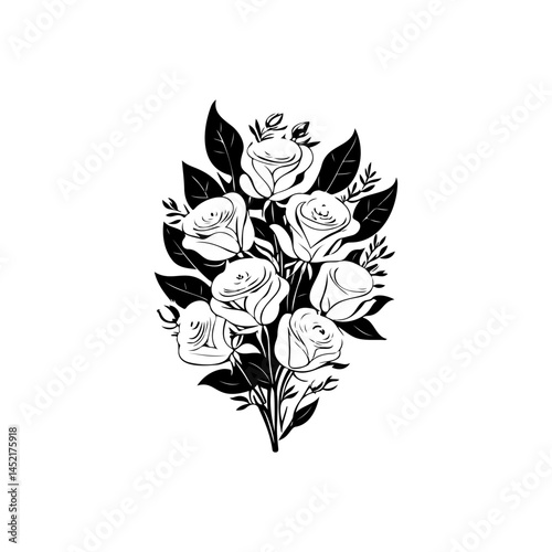 Elegant monochrome rose bouquet illustration conveying timeless beauty and grace
