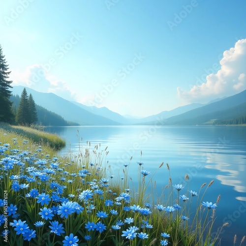lake and mountains