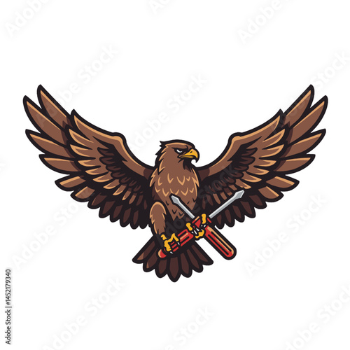 Eagle Mascot with Screwdrivers