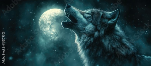 Howling Wolf Night Moon Sky.