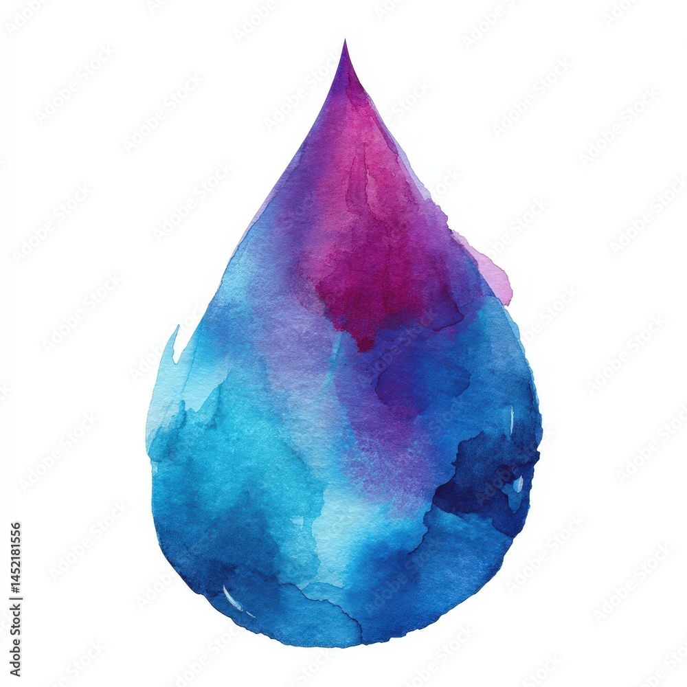 Obraz premium Abstract Watercolor Drop Painting Blue Purple Hues Texture Design Element