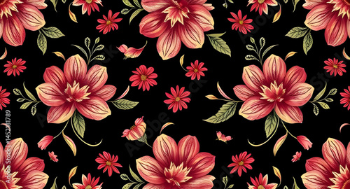 seamless pattern with embroidery pattern