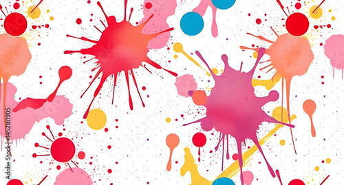 colourful splash seamless pattern with embroidery pattern vector