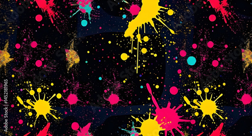 colourful splash seamless pattern with embroidery pattern vector