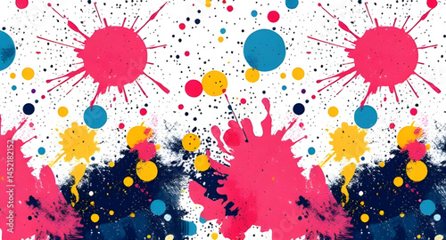 colourful splash seamless pattern with embroidery pattern vector