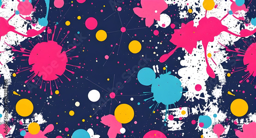 colourful splash seamless pattern with embroidery pattern vector