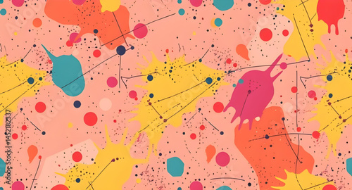 colourful splash seamless pattern with embroidery pattern vector
