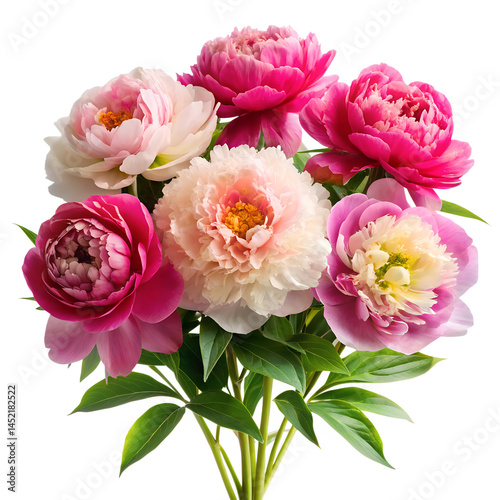 beautiful peony flowers isolated on white background