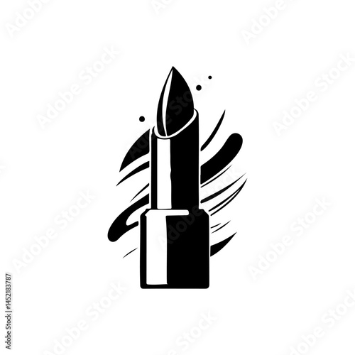 Monochrome lipstick illustration promoting makeup elegance and style focus