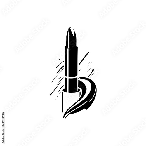Minimalist lipstick illustration, creating a chic beauty and fashion statement