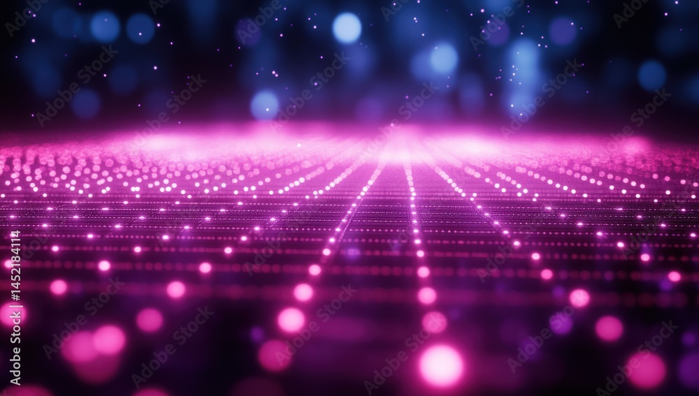 Abstract digital landscape with glowing particles Abstract digital landscape with glowing particles