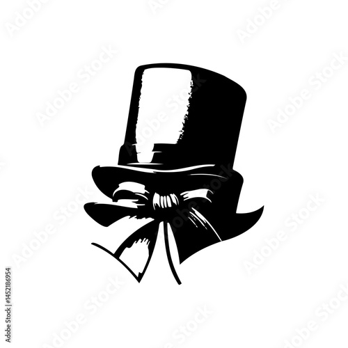 Elegant top hat illustration with bow tie, evoking vintage sophistication