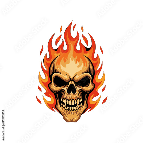Skull engulfed in flames