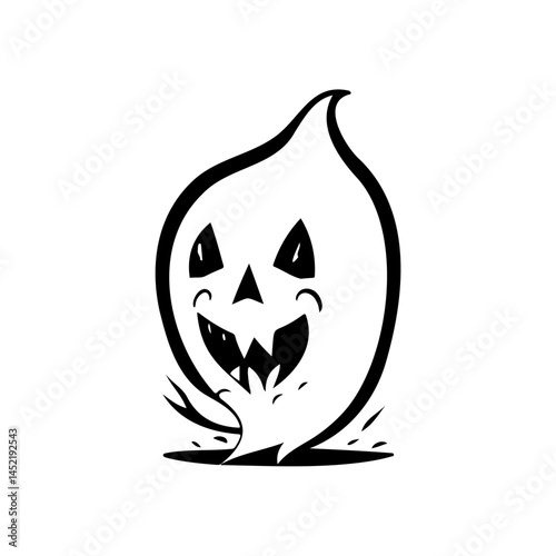 Whimsical halloween apparition: playful spectral form with cheerful expression