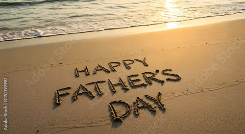 Happy fathers day message sand beach photo