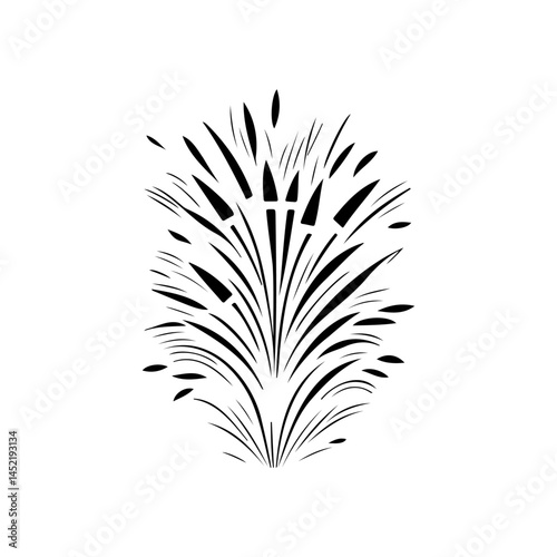 Elegant firework burst graphic, minimalist celebratory design on pure white background