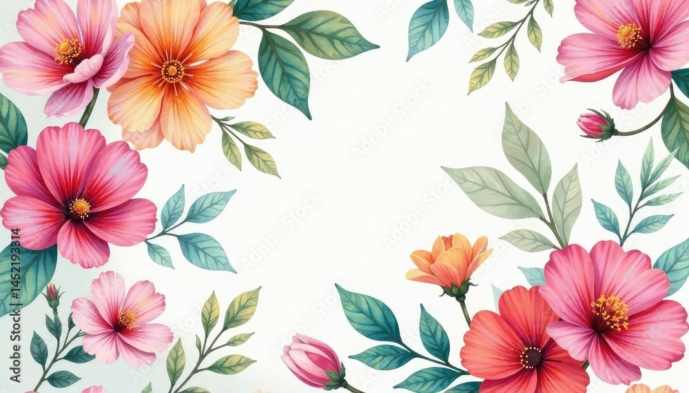 Obraz premium Subtle watercolor floral motif endlessly repeats , romantic, repeating floral, botanical