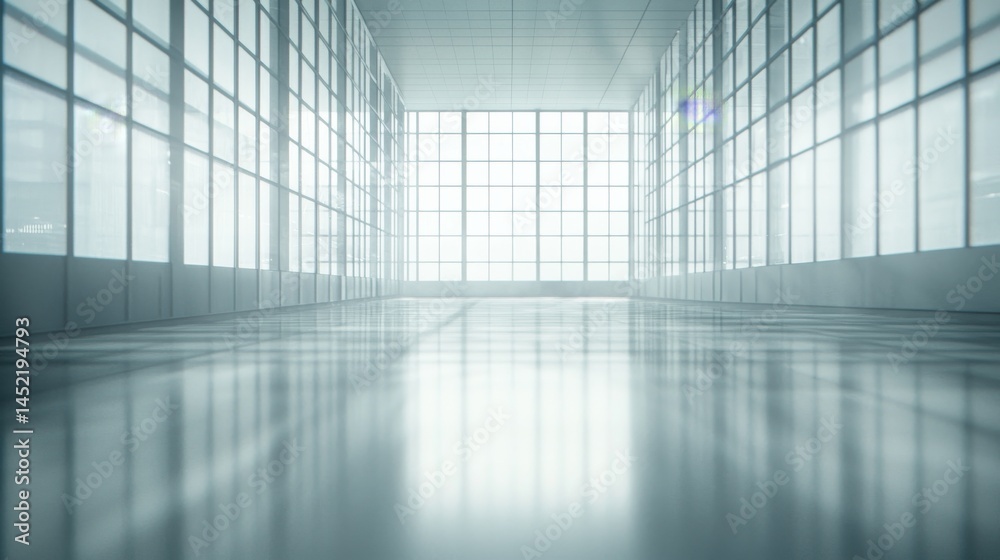 A spacious, modern interior with large windows and polished floors reflecting light. A spacious, modern interior with large windows and polished floors reflecting light.