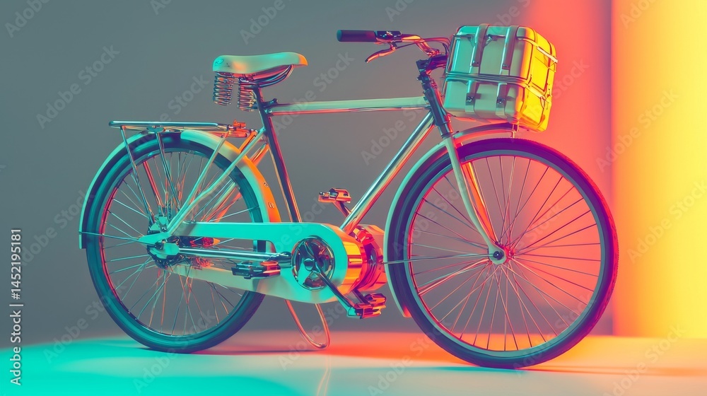 Fototapeta premium A stylish bicycle with a basket, perfect for urban commuting and leisure rides.