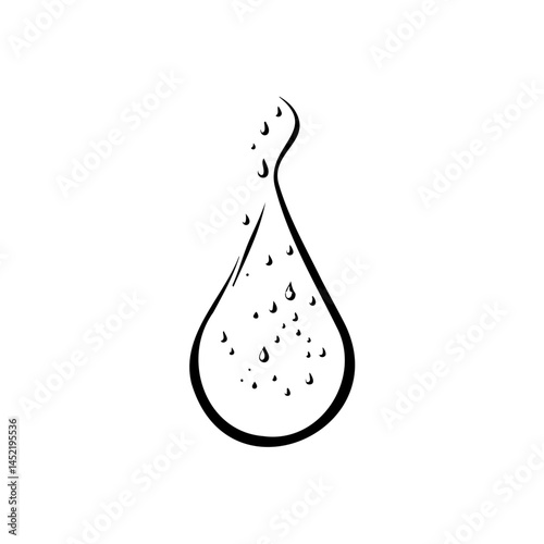 Minimalist water drop illustration symbolizing purity and liquid essence design