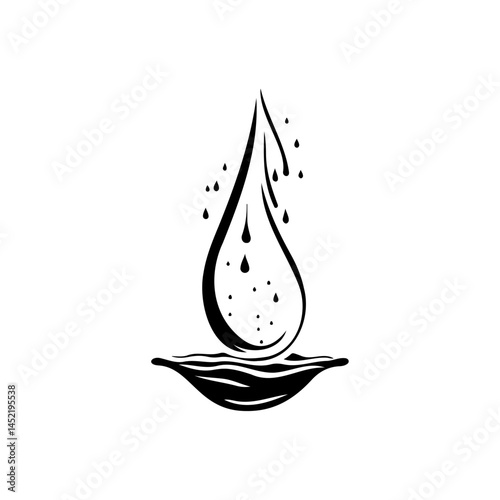 Elegant minimalistic water droplet splash, captivating fluidity in monochrome simplicity