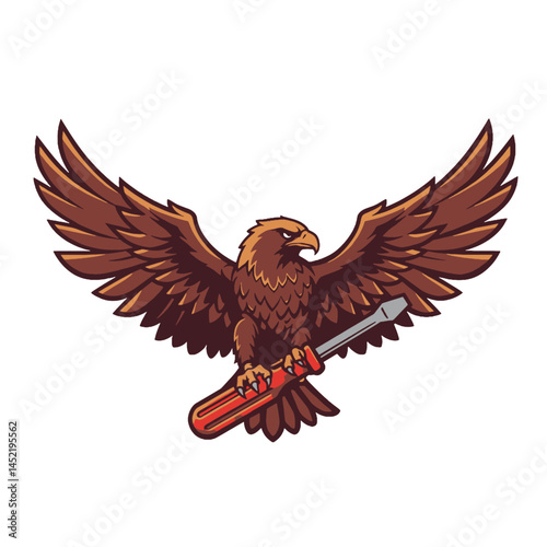 Eagle Holding a Screwdriver