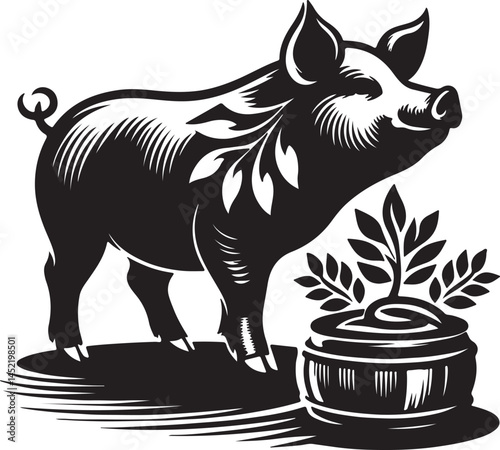 Pig Vector Silhoette Single Collection
