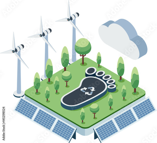 Isometric Carbon Footprint Reduction with Sustainable Energy