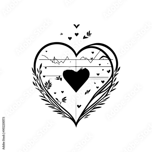 Heartbeat Rhythms: A Delicate Floral Heart Design Conveying Vitality and Love