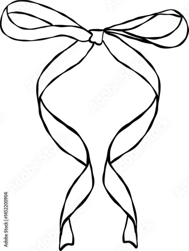 Wavy Vintage Coquette Bow Clipart   Hand Drawn Aesthetic Ribbon 