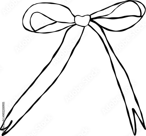 Wavy Vintage Coquette Bow Clipart   Hand Drawn Aesthetic Ribbon 
