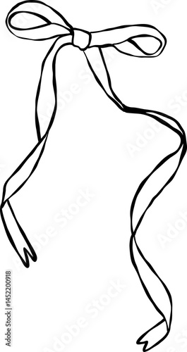 Wavy Vintage Coquette Bow Clipart   Hand Drawn Aesthetic Ribbon 