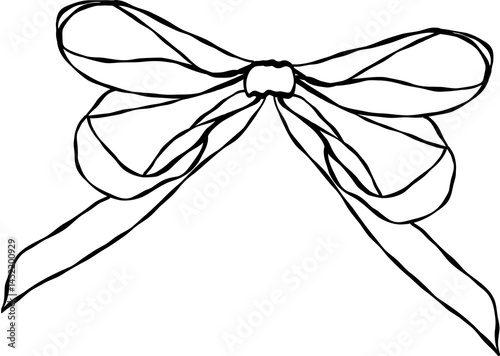 Wavy Vintage Coquette Bow Clipart   Hand Drawn Aesthetic Ribbon 