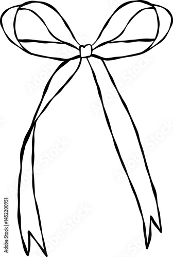 Wavy Vintage Coquette Bow Clipart   Hand Drawn Aesthetic Ribbon 