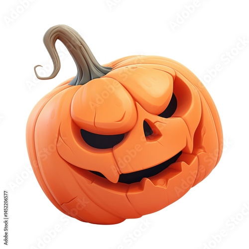 Cartoon carved pumpkin Halloween theme, transparent background
