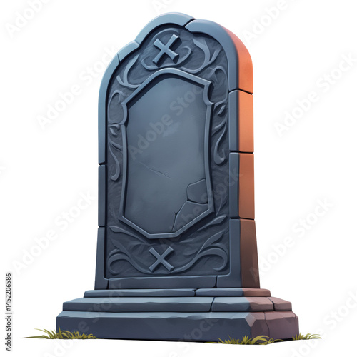 Cartoon tombstone Halloween theme, transparent background
