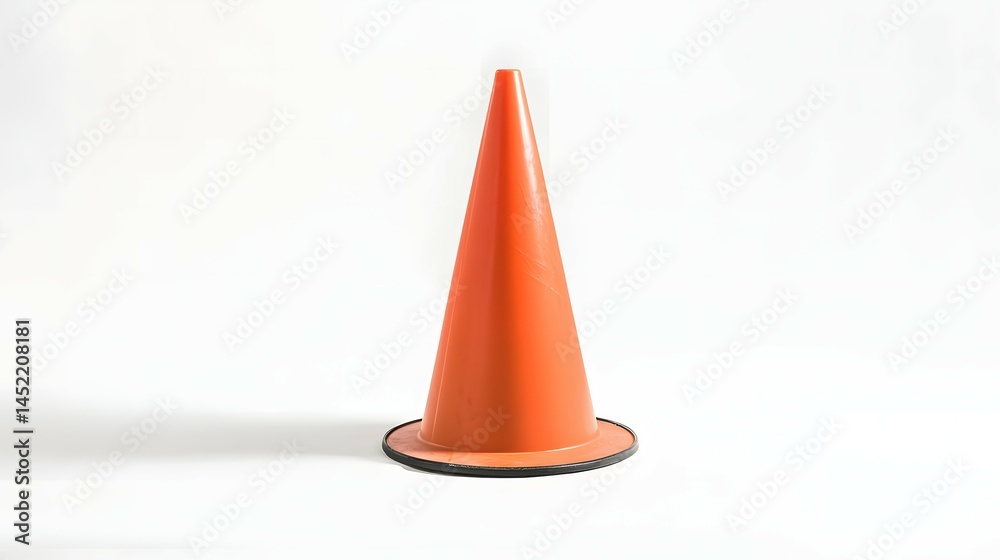 Fototapeta premium Photo of three safety cones traffic, isolated on a white background