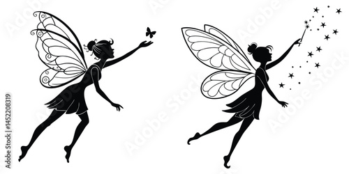 Enchanted Fairy, Butterfly Embrace & Wand Star Magic, fairy silhouette