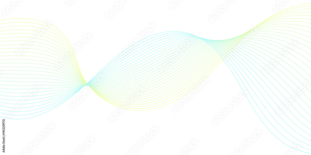 Fototapeta premium Abstract vector illustration featuring smooth wave lines on a transparent background. Suitable for technology, digital data, network communication, and modern design themes. Ideal for use in web inter