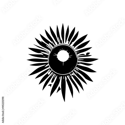 Abstract vector graphic: Radial burst pattern resembling a stylized sun design