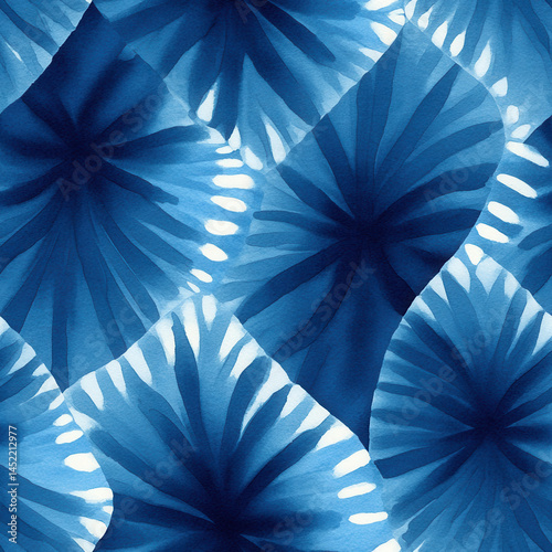 Obraz na płótnie Seamless pattern of abstract blue leaves creates dynamic and vibrant design w salonie