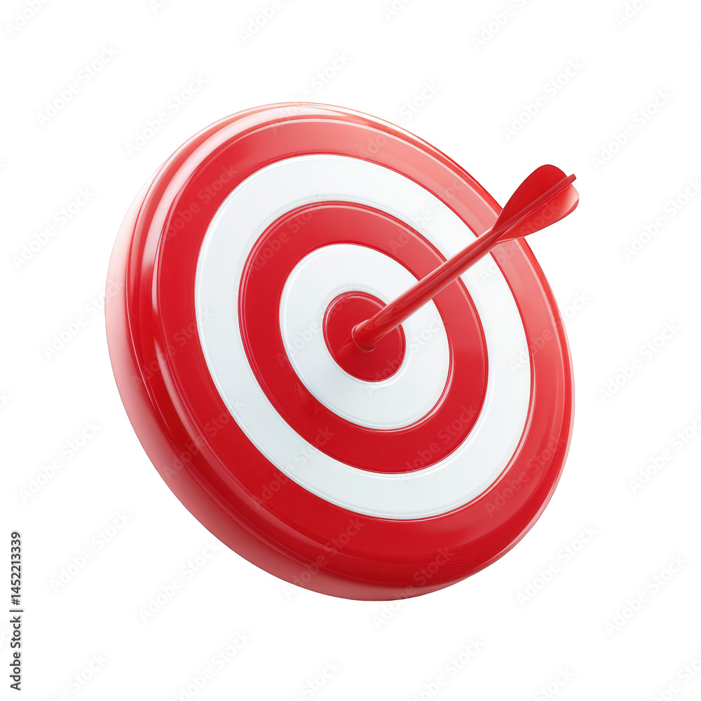 Red and white target with arrow on transparent background Red and white target with arrow on transparent background