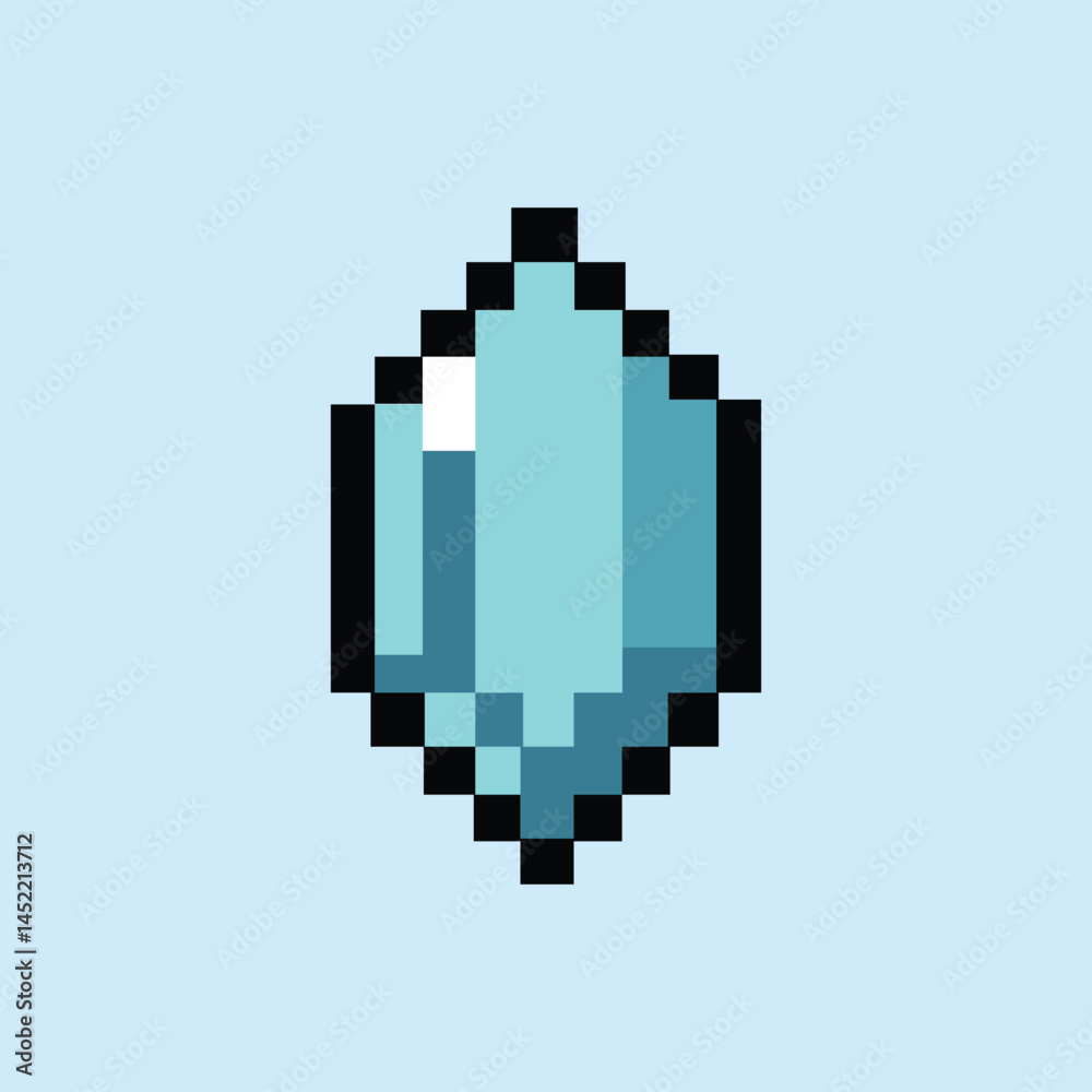 Obraz premium Shining pixel crystal on enchanted sapphire mist background 