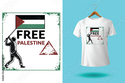 free free palestine flag t-shirt design vector banner