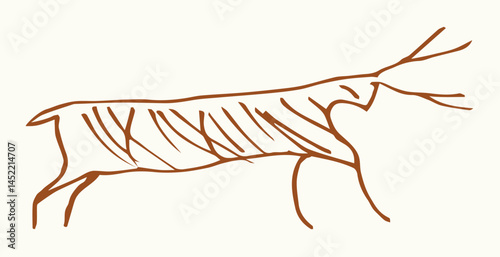 Primitive rock painting. Vector drawing