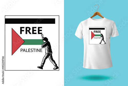 free free palestine flag t-shirt design vector banner