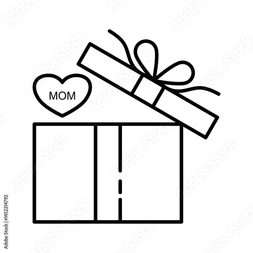 Gift of Love: A simple and heartwarming illustration of a gift box, adorned with a heart-shaped emblem expressing affection. The minimalistic design evokes a sense of warmth, gratitude.