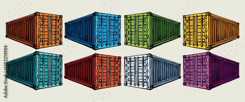 Container for transportation. Vector drawing